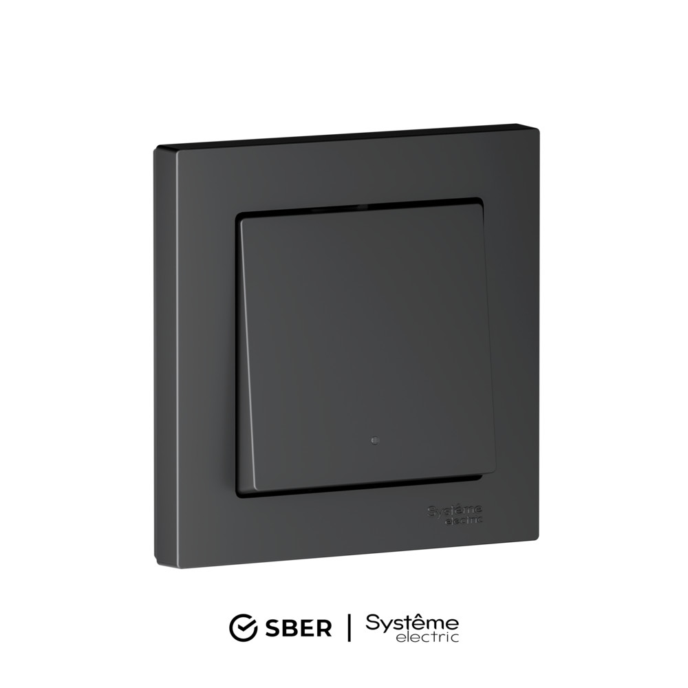 SBER Systeme Electric AtlasDesign Smart Карбон Выключатель 1-кл с подсв., Zigbee, сх.1, L+N, 10А, мех.