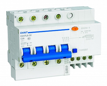 CHINT Диф. авт. выкл. DZ47LE-32 4P 20A 30mA тип AC х-ка С 6kA
