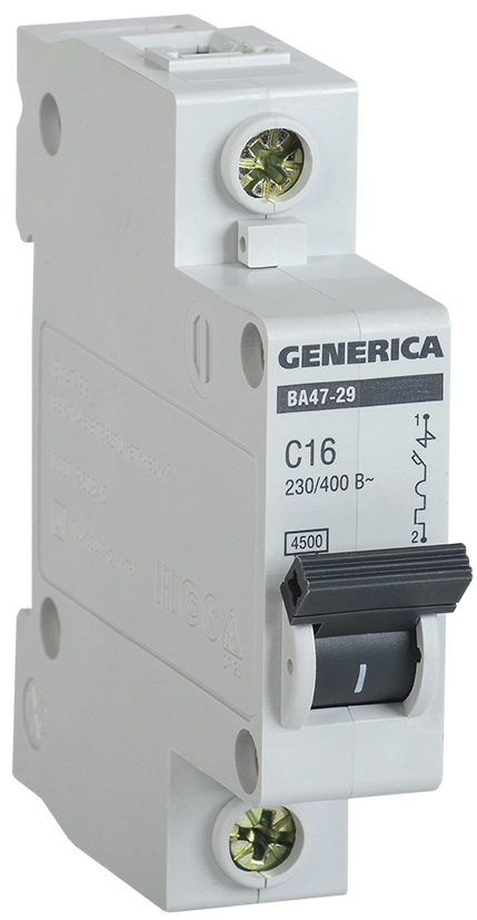 IEK GENERICA Автоматический выключатель ВА47-29 1Р 16А 4,5кА (С)