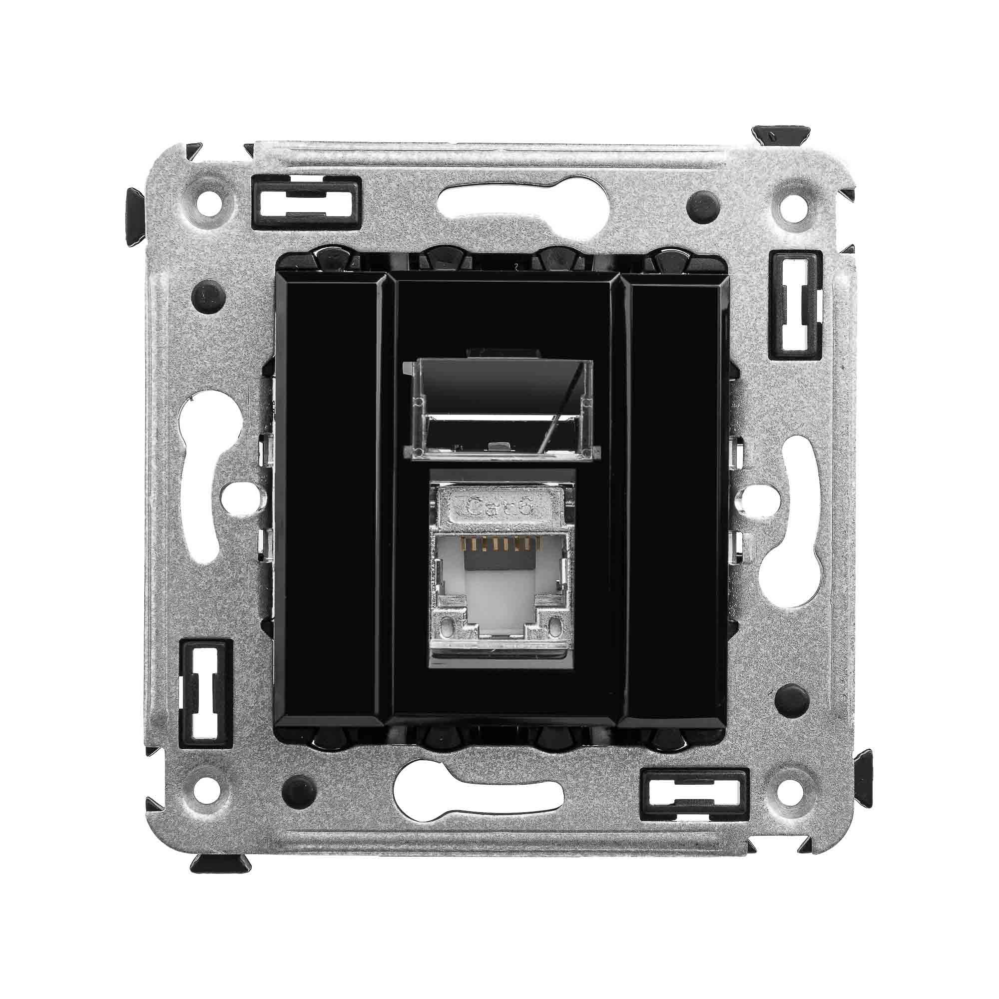 DKC Avanti Черный квадрат Компьютерная розетка RJ-45 одинарная  категория  6 экранированная
