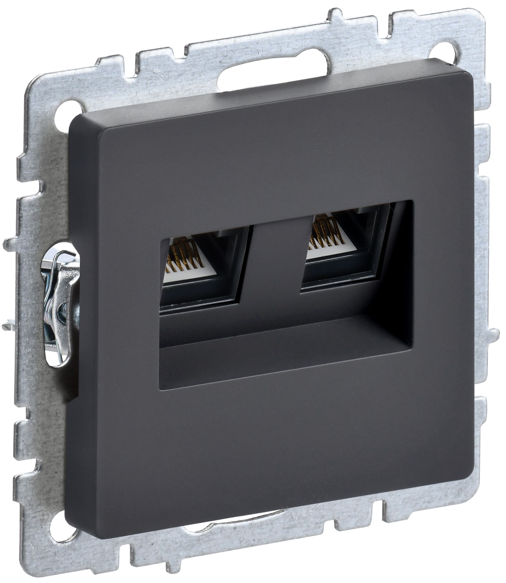 IEK BRITE BASE Графит Розетка комп. 2-ая RJ45 кат.6 РК11-2-БрГ