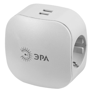 ЭРА Разветвитель электрический SP-3e-USB-2A на 3 розетки + 2 USB с заземлением со шторками 16А белый