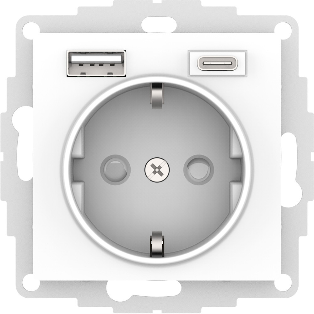Systeme Electric AtlasDesign Лотос Розетка 16А с 2 USB A+C, 5В/2,4А/3,0А, 2х5В/1,5А, механизм