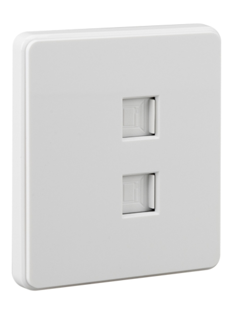 KRANZ ROUND Розетка компьютерная двойная RJ45+RJ45 кат6 с/у перламутр , с 1-пост. рамкой