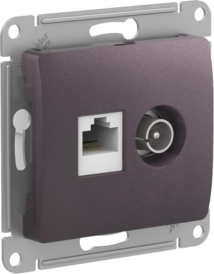 SE Glossa Сиреневый Туман Розетка двойная TV + компьютерная RJ45, кат. 5Е