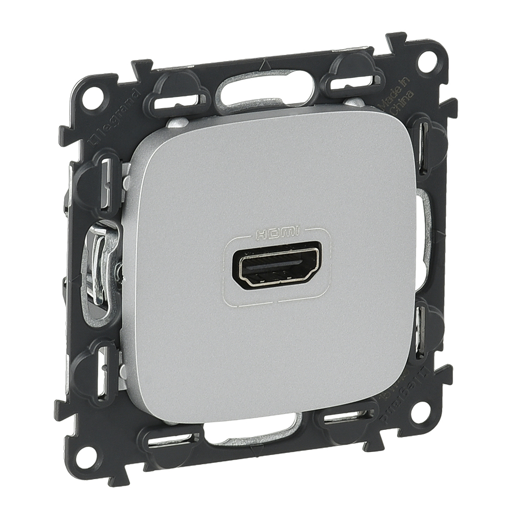 Legrand Valena ALLURE Алюм Розетка 1-ая HDMI  (с лицевой панелью)