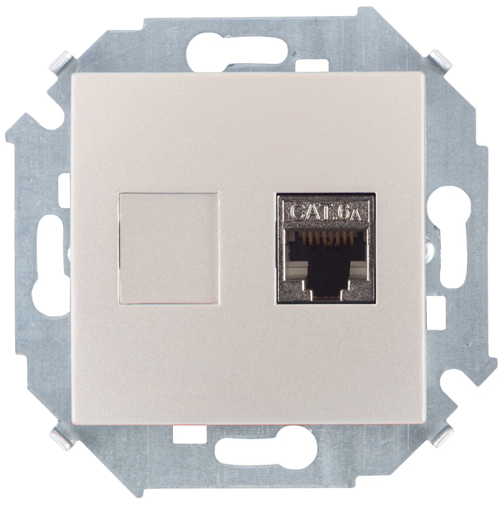 Simon 15 Шампань Розетка компьютерная RJ45 кат.6A (АМР, FTP)