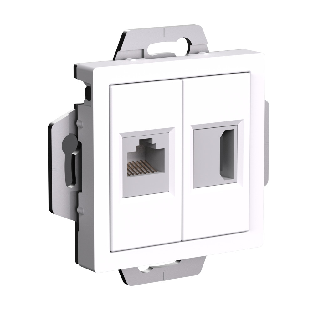 Systeme Electric AtlasDesign Белый Розетка двойная HDMI+RJ45, кат.5Е, механизм