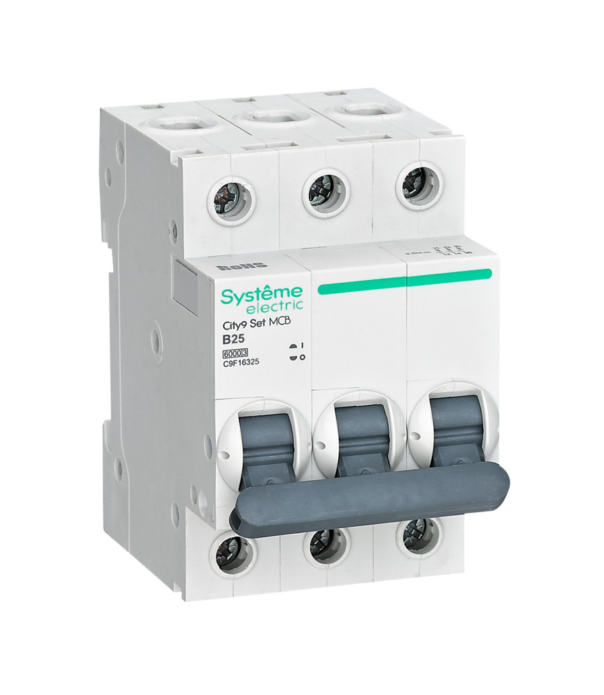 Systeme Electric City9 Set Автоматический выключатель (АВ) B 25А 3P 6kA 400В