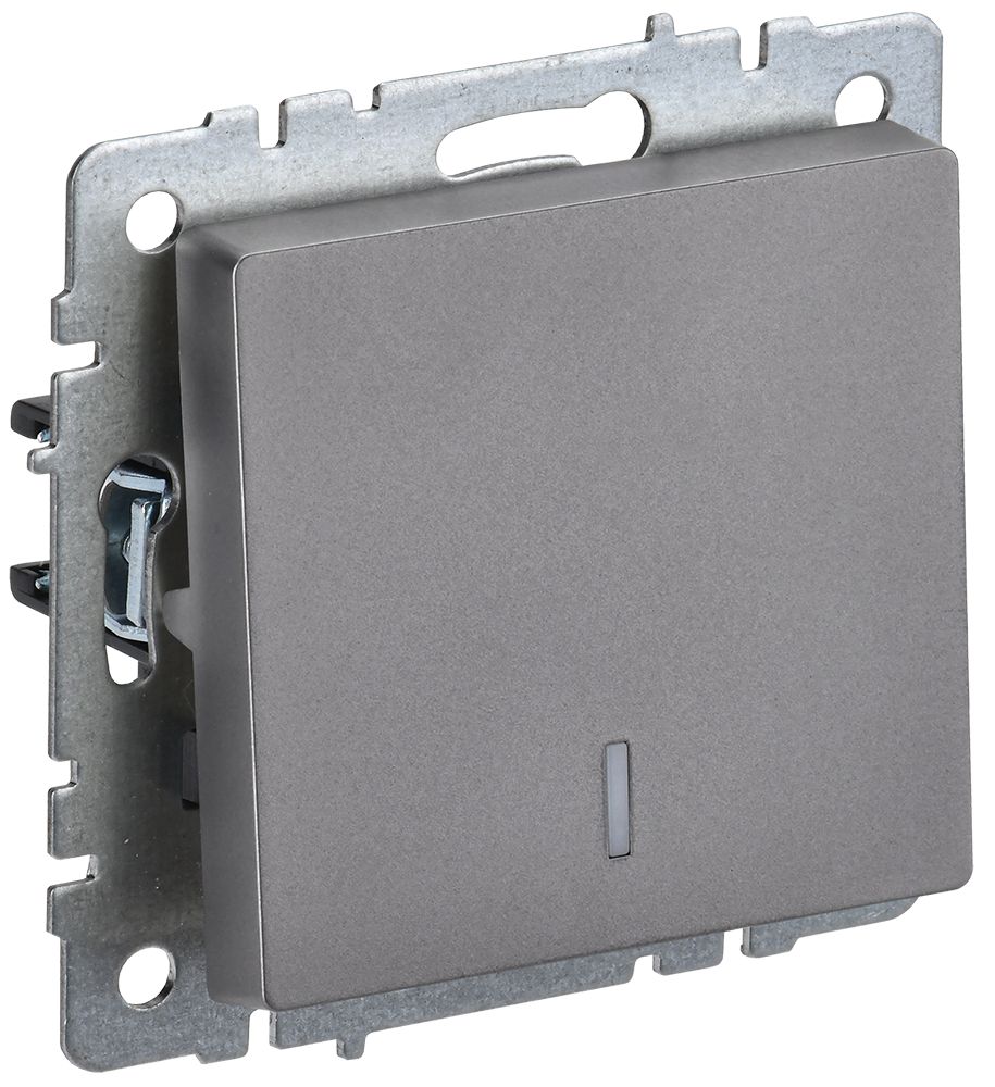 IEK BRITE BASE Сталь Выключ. 1-кл. прох. с инд. 10А ВС10-1-7-БрС