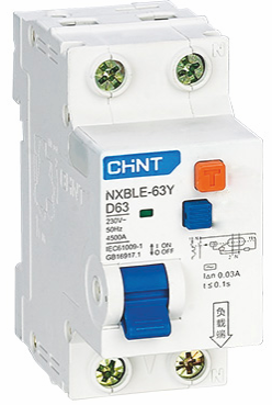 CHINT Диф. авт. выкл. NXBLE-63Y 1P+N 25А 30mA электронный тип AС, х-ка С, 4.5kA (R)