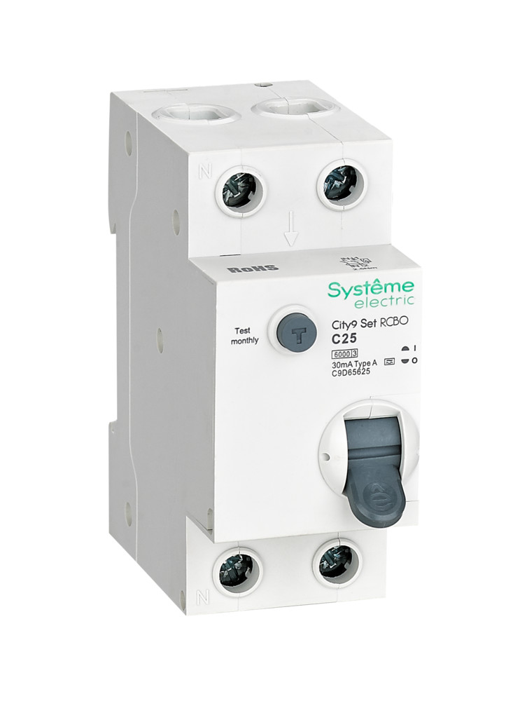 Systeme Electric City9 Set Авт. выкл. диф. тока (АВДТ) 1P+N С 25А 6kA 30мА Тип-A 230В