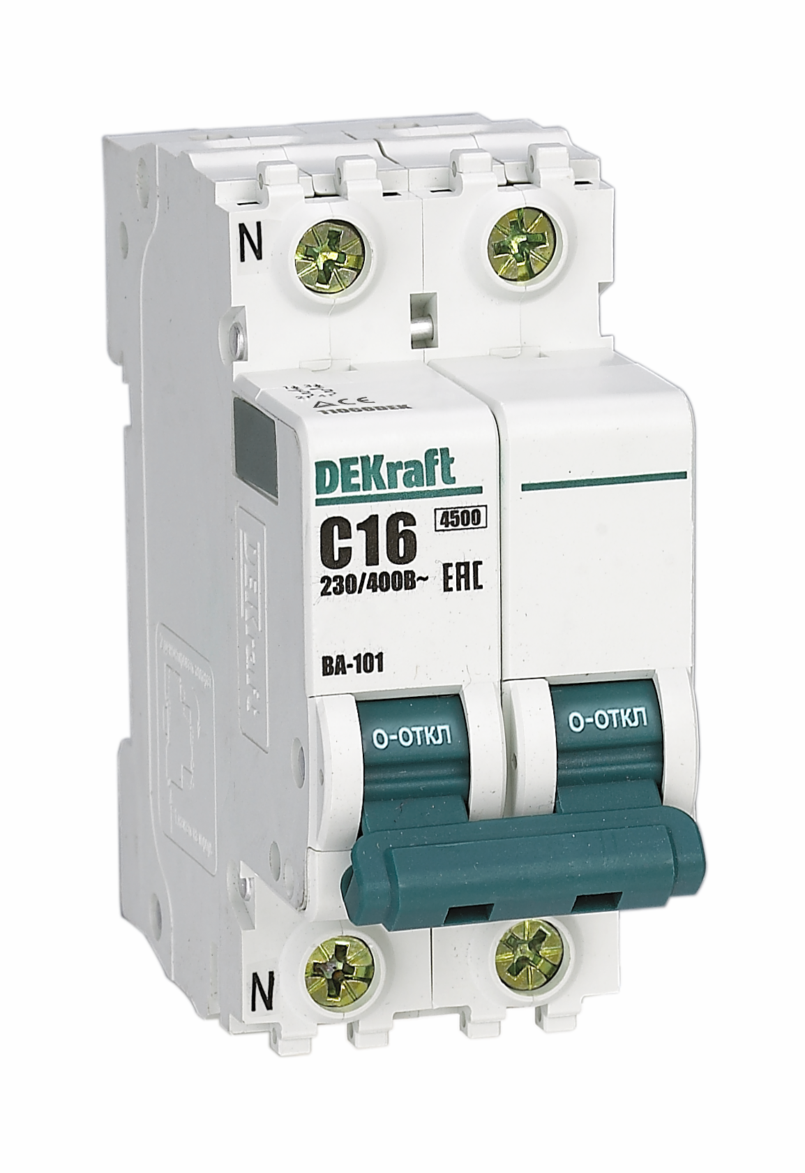 DEKraft Авт. выкл. 1Р+N 10А х-ка D ВА-101 4,5кА
