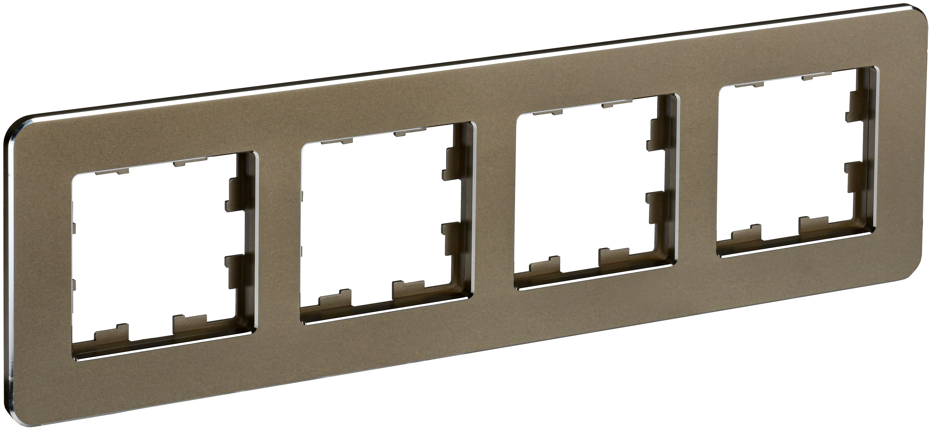 IEK BRITE DECOR Латунь металл. скругл.угол Рамка 4-м РУ-4-1-Бр RE