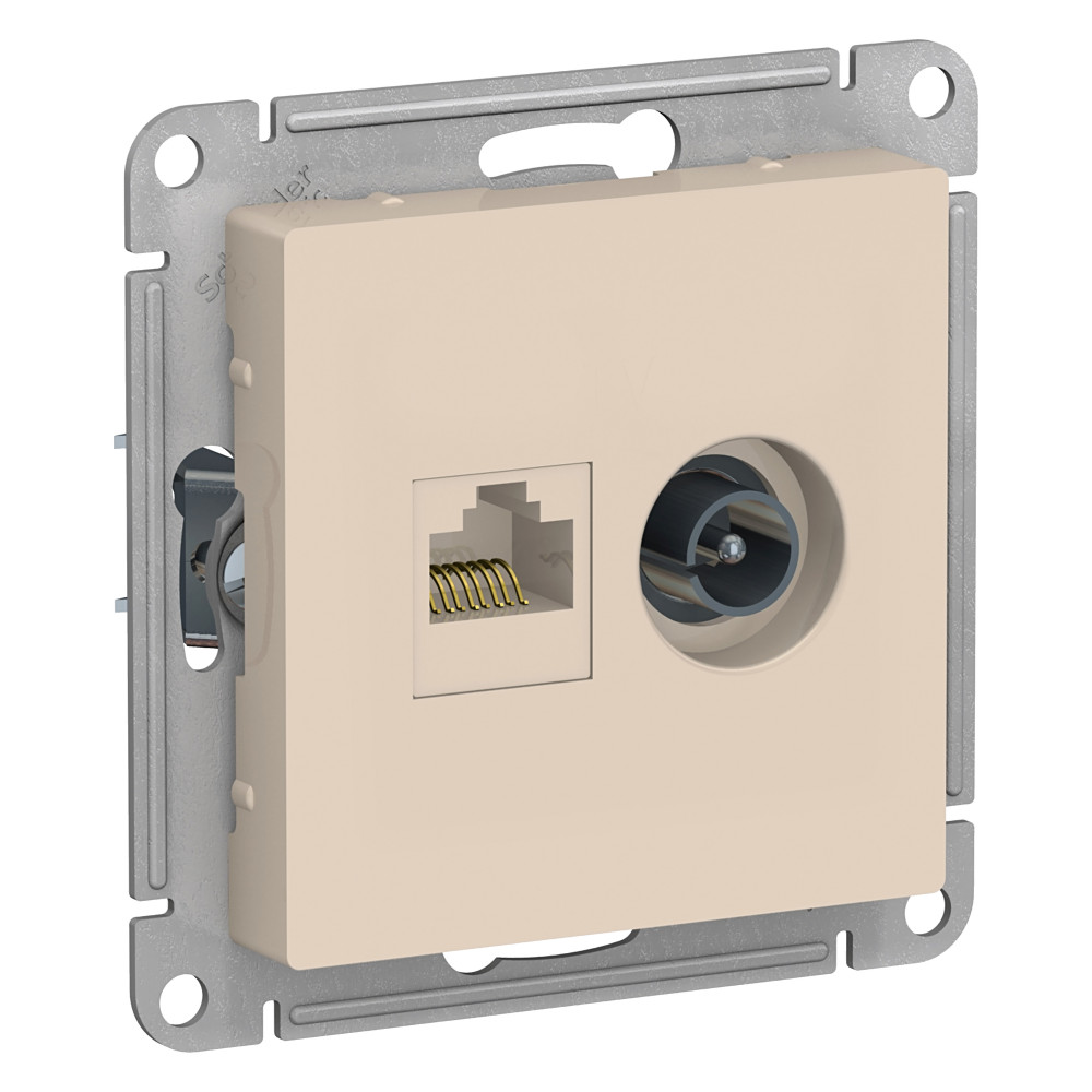 SE AtlasDesign Беж Розетка двойная комп+ТВ, RJ45+TV, кат.5E, механизм
