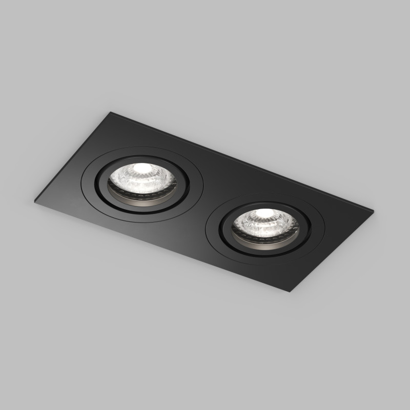 Denkirs DK2112-BK Встраиваемый влагозащищённый светильник HYDRO, IP44, 2×15 Вт LED макс., GU10, алюминий, чёрный