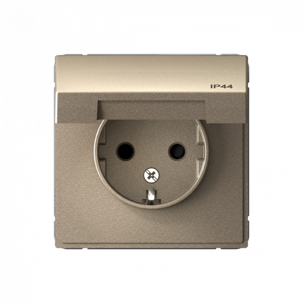 Systeme Electric ArtGallery Шампань Розетка с заземлением с заземл. со шт. с крышк, 16А, IP44, механизм