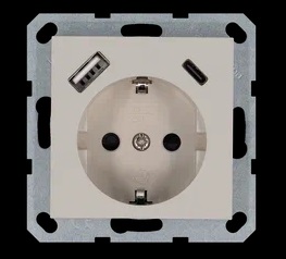 Jasmart G Тауп Розетка с/з со шторками 16A c USB A+C 25W