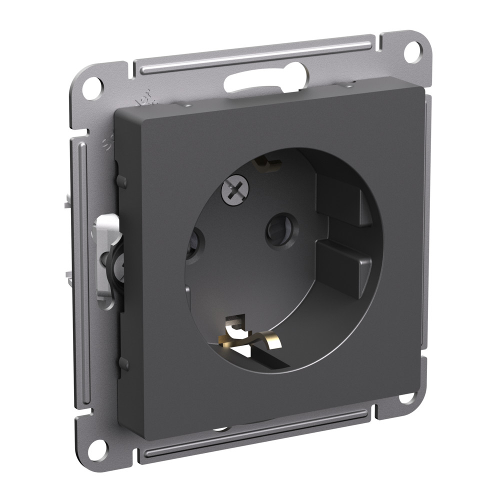 Systeme Electric AtlasDesign Базальт Розетка с/з со шторками, 16А, механизм