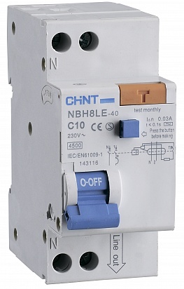 CHINT Диф. авт. выкл. NBH8LE-40 1P+N 25A 30mA х-ка С 4.5kA (R)