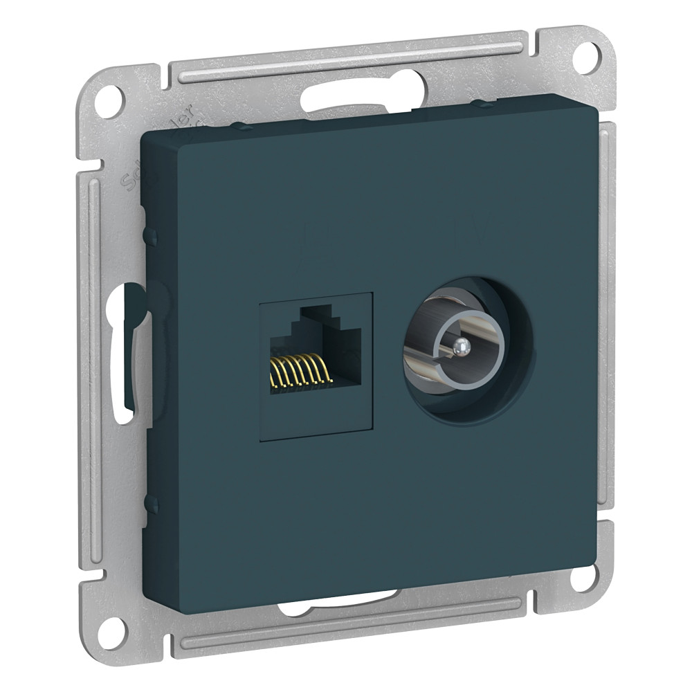 SE AtlasDesign Изумруд Розетка двойная комп+ТВ, RJ45+TV, кат.5E, механизм