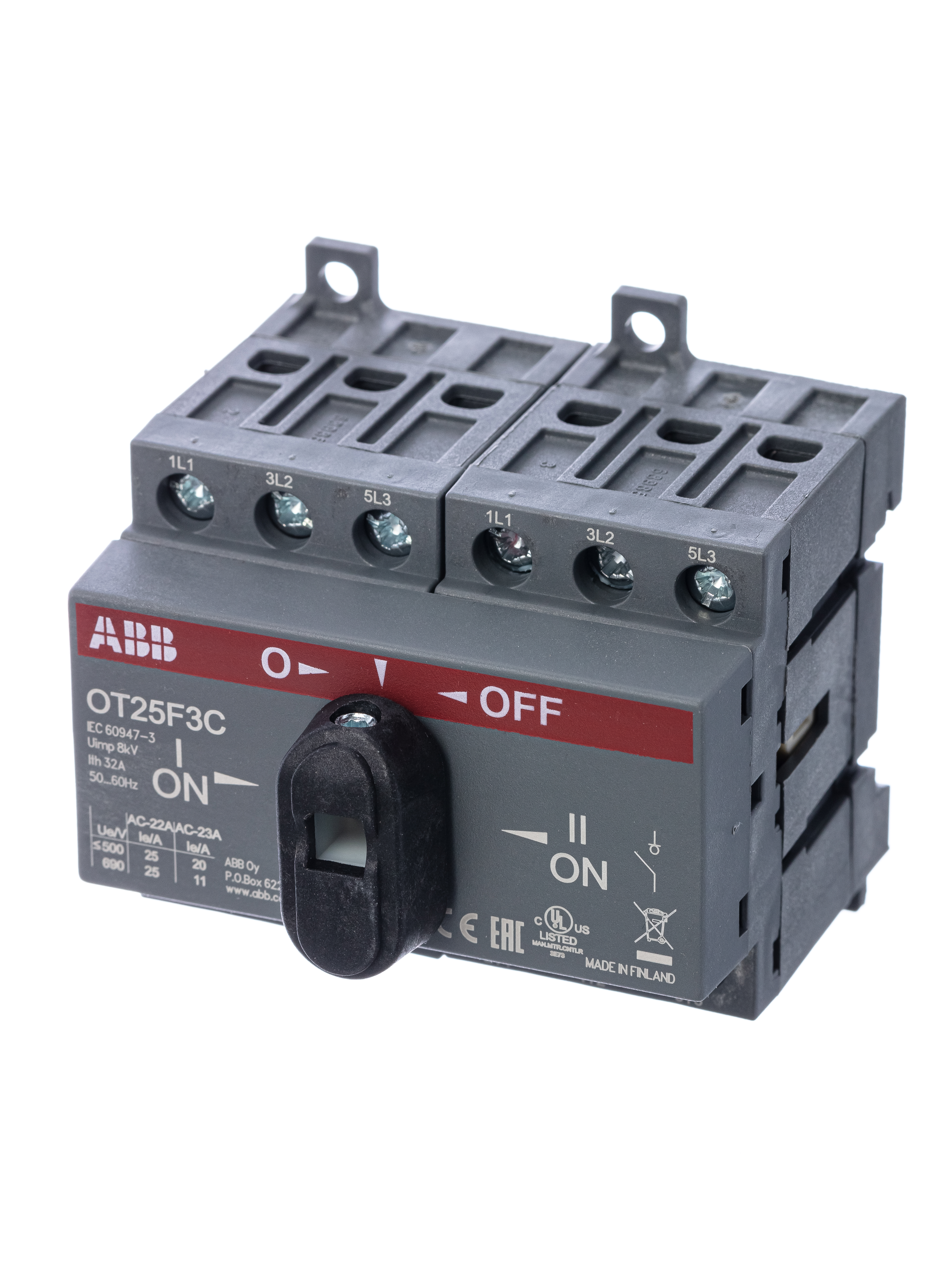 ABB OT25F3С Выключатель-разъединитель реверсивный 3Р 25А с ручкой управления 1SCA104863R1001