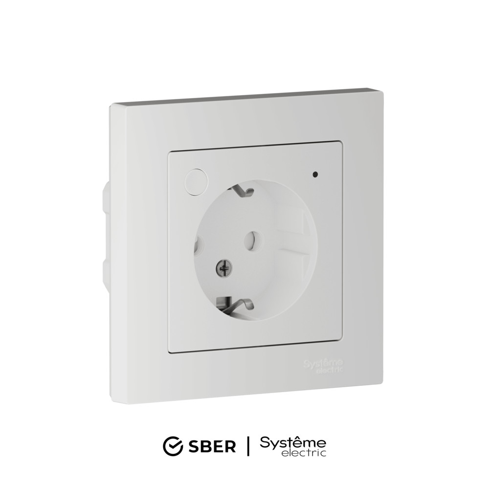 SBER Systeme Electric AtlasDesign Smart Белый Розетка с заземл., со шт., Zigbee, L+N, 16А, мех.