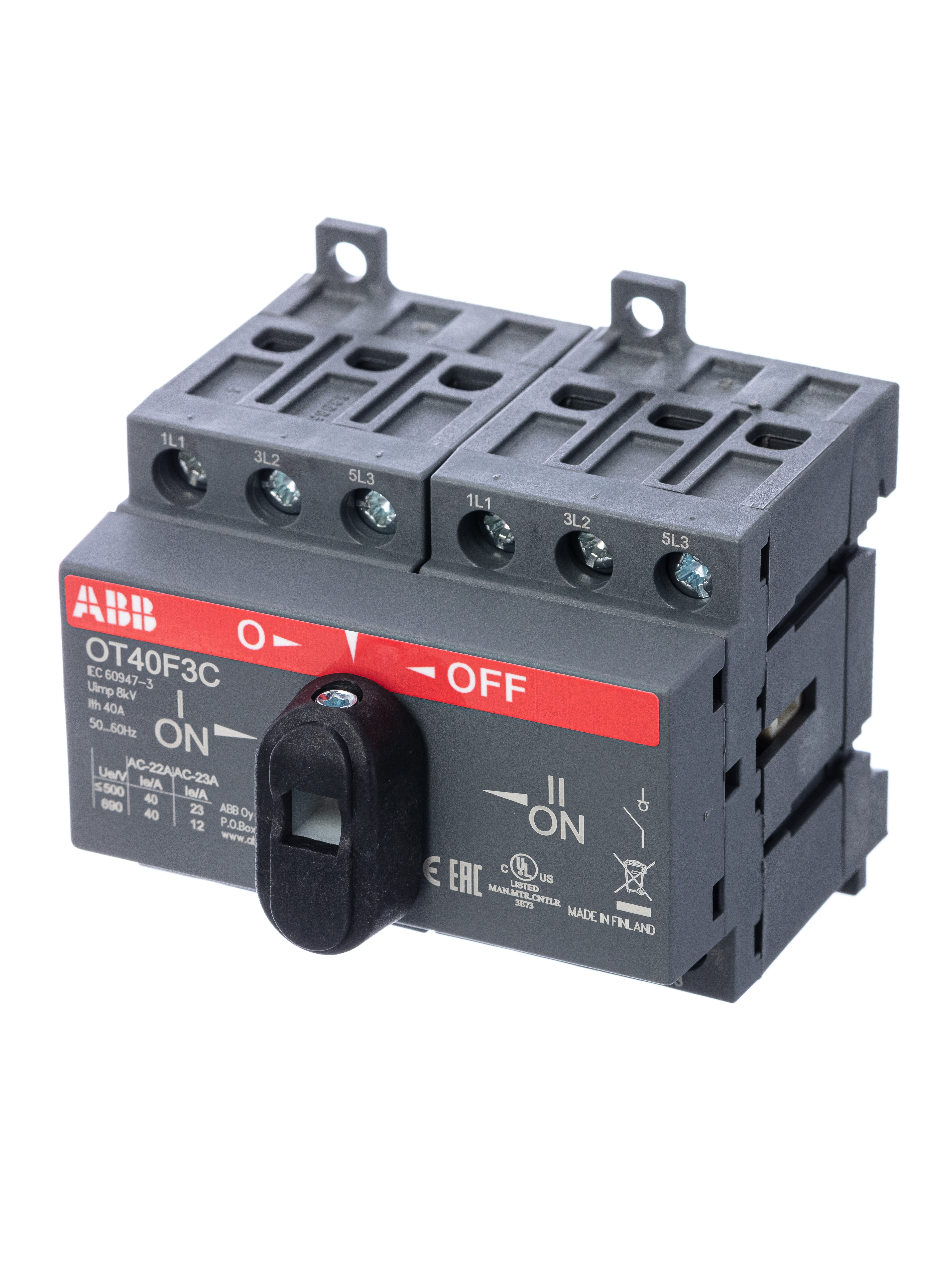 ABB OT40F3С Выключатель-разъединитель реверсивный 3Р 40А с ручкой управления 1SCA104913R1001