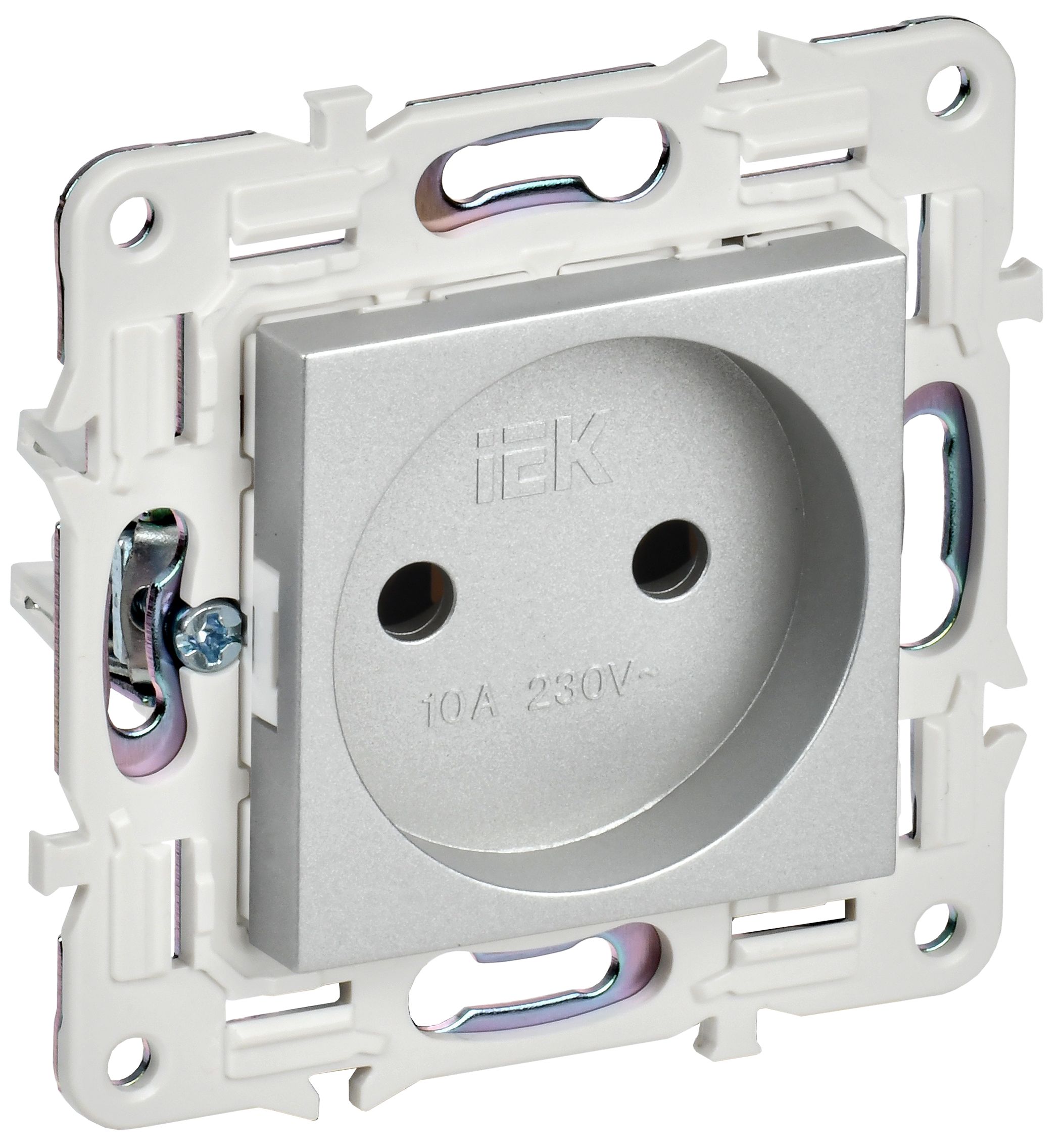 IEK SKANDY Серебряный Розетка б/з 10А SK-R02S