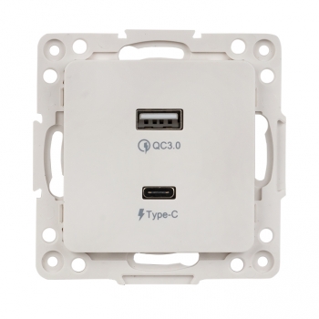 EKF PROxima Стокгольм Белый Розетка с 2 USB type A+C