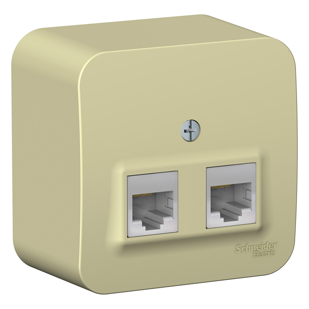 SE Blanca наруж Беж Розетка 2-ая компьютерная RJ45, кат.5E, изолир. пластина