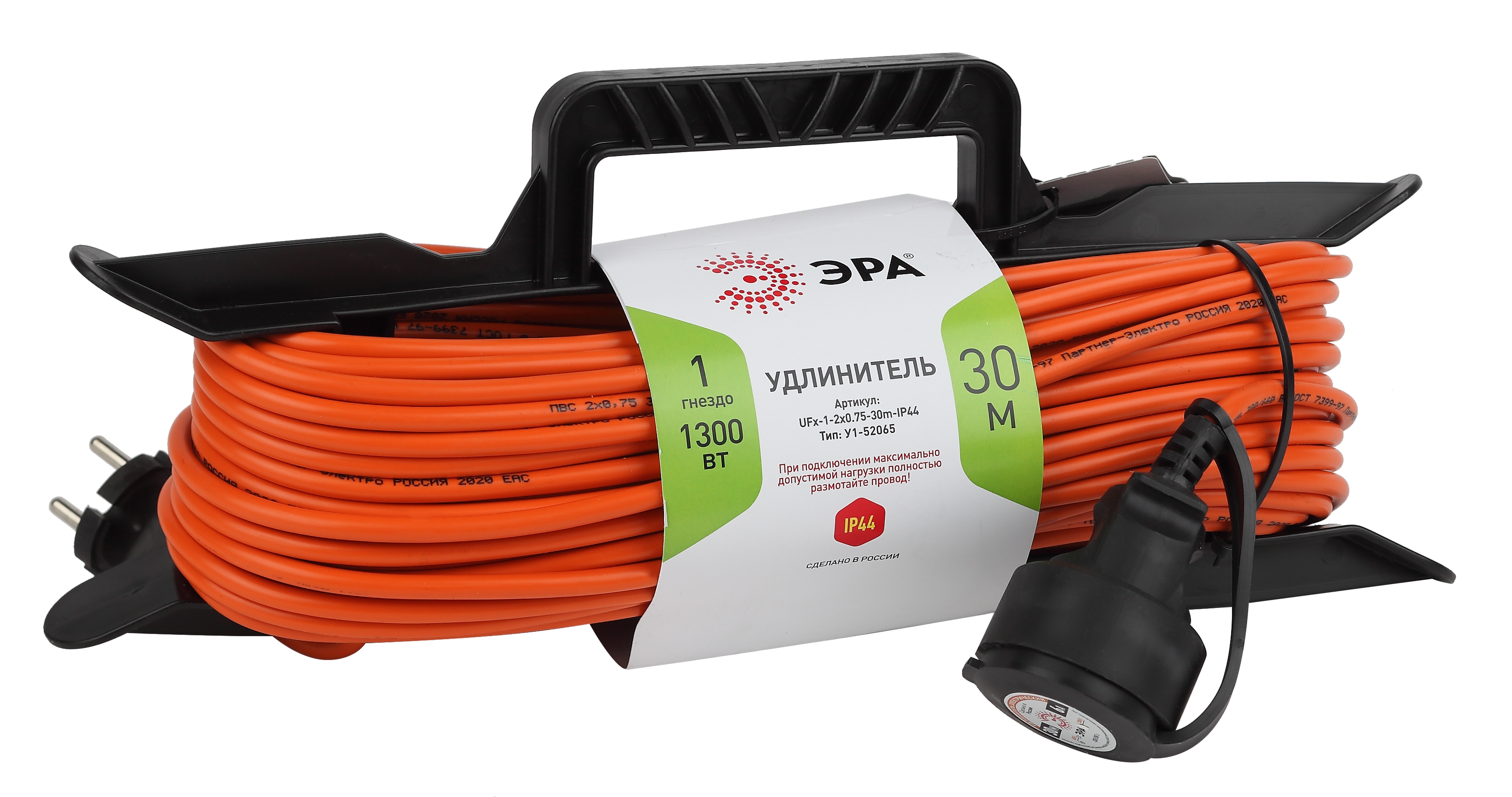 ЭРА Удлинитель силовой UFx-1-2x0.75-30m на рамке без заземления 1 розетка 30м ПВС 2x0.75мм2
