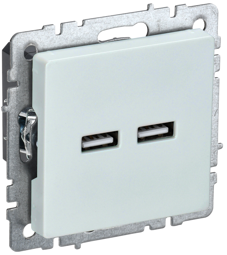 IEK BRITE Роз. USB A+A 3,1А РЮ10-1-БрЖ жемч.