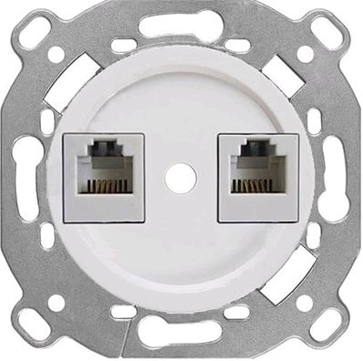 BIRONI Шедель Белый Розетка RJ45 + RJ11 ( скрытый монтаж)