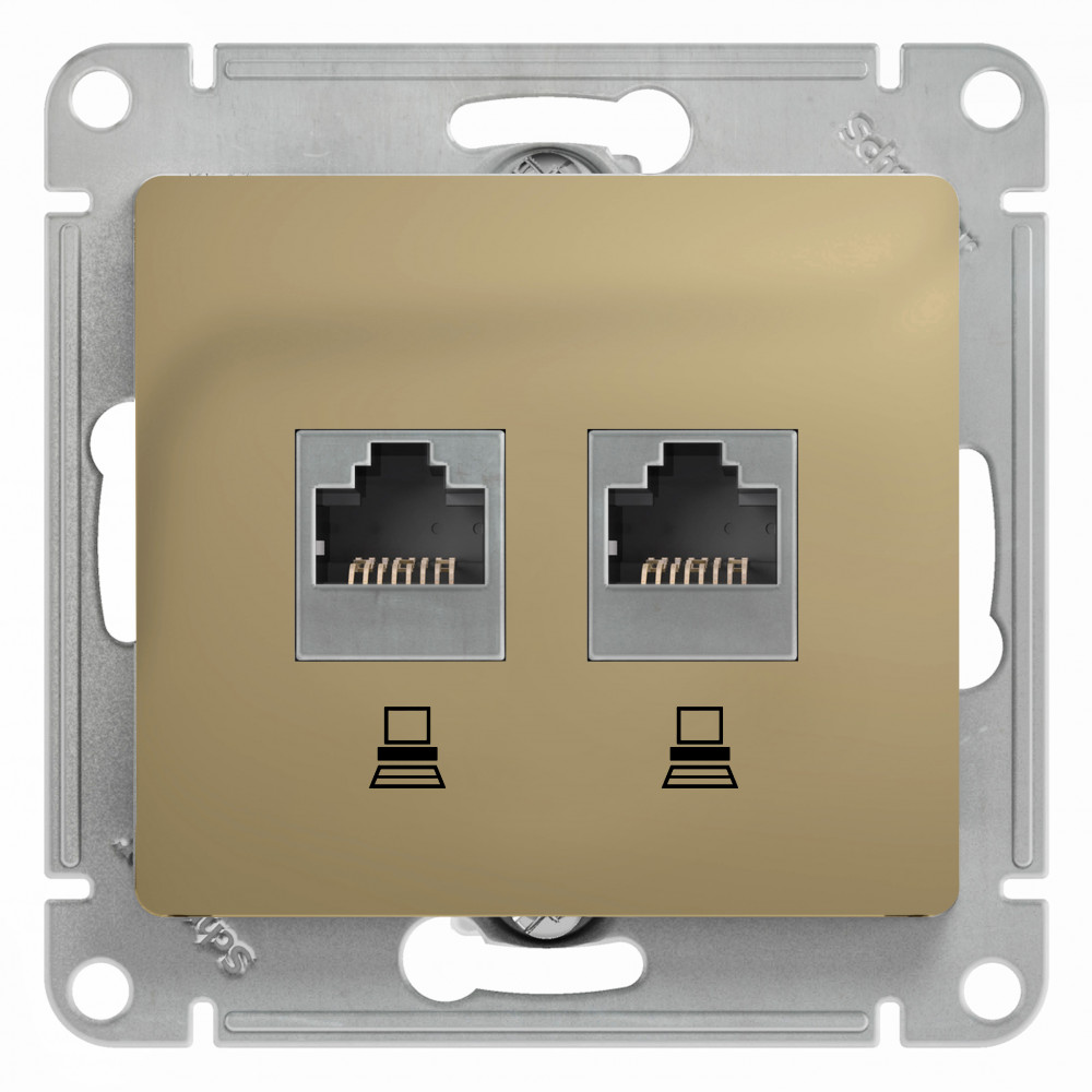 SE Glossa Титан Розетка 2-ая компьютерная RJ45+RJ45, кат.5E