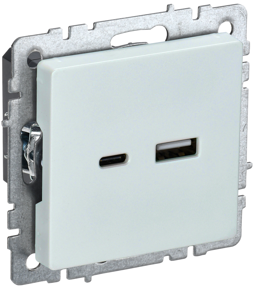 IEK BRITE Роз. USB A+C 18Вт РЮ11-1-БрЖ жемч.