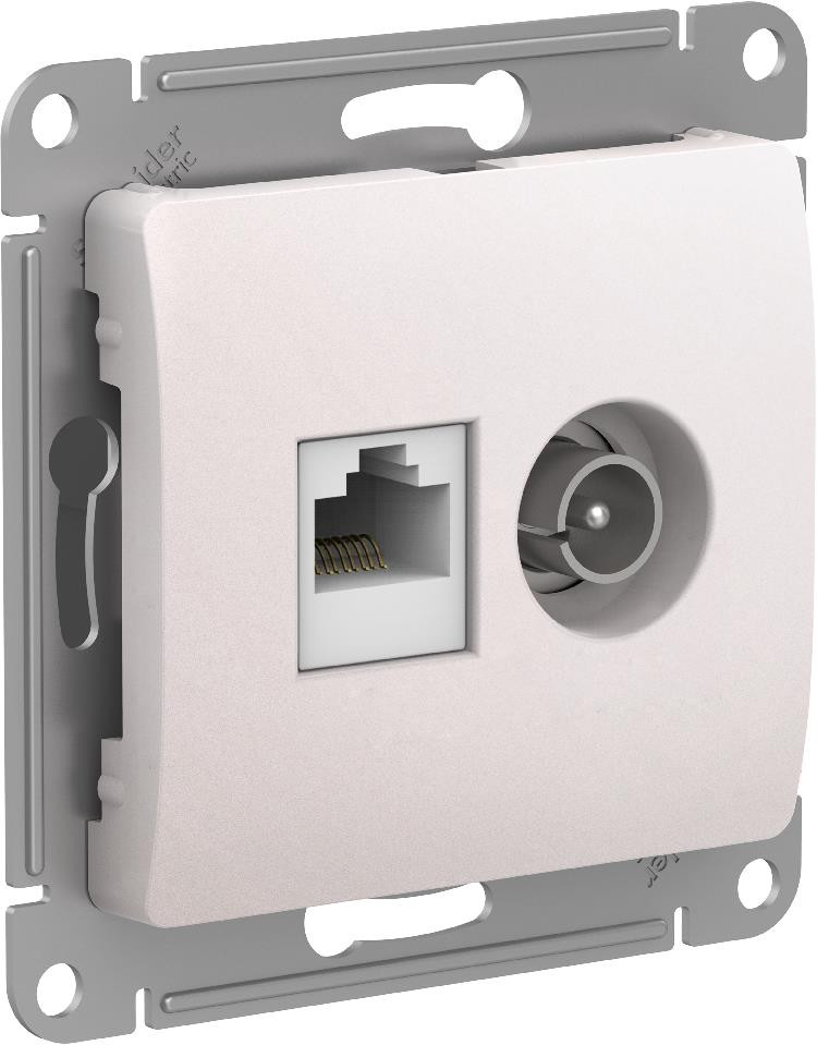 SE Glossa Перламутр Розетка двойная TV + компьютерная RJ45, кат. 5Е