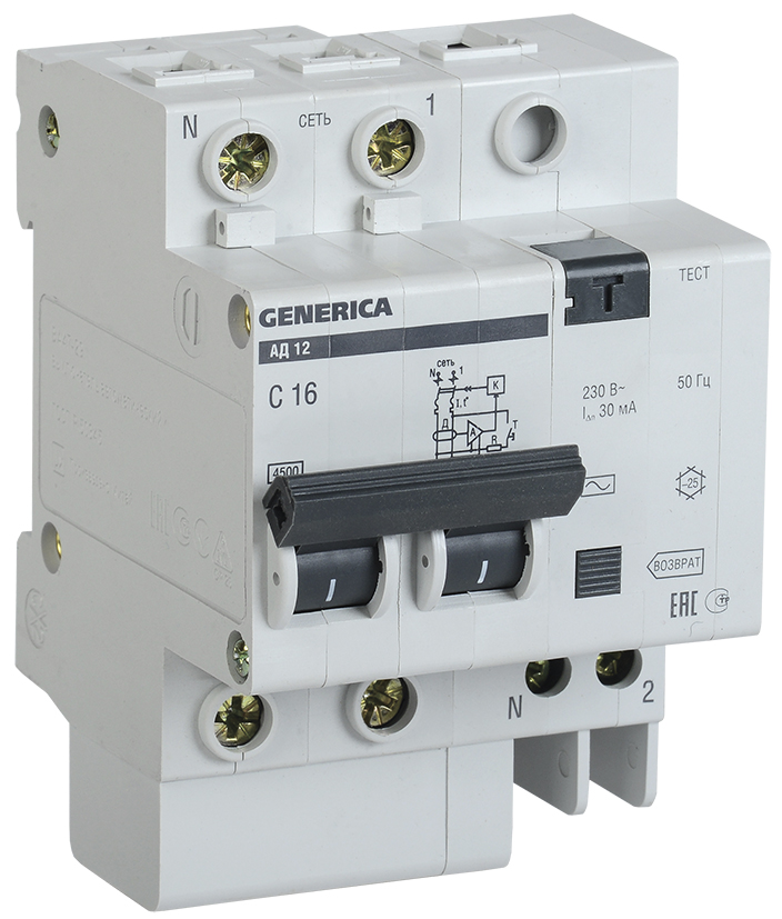 IEK GENERICA Диф.автомат АД12 2Р 50А 30мА