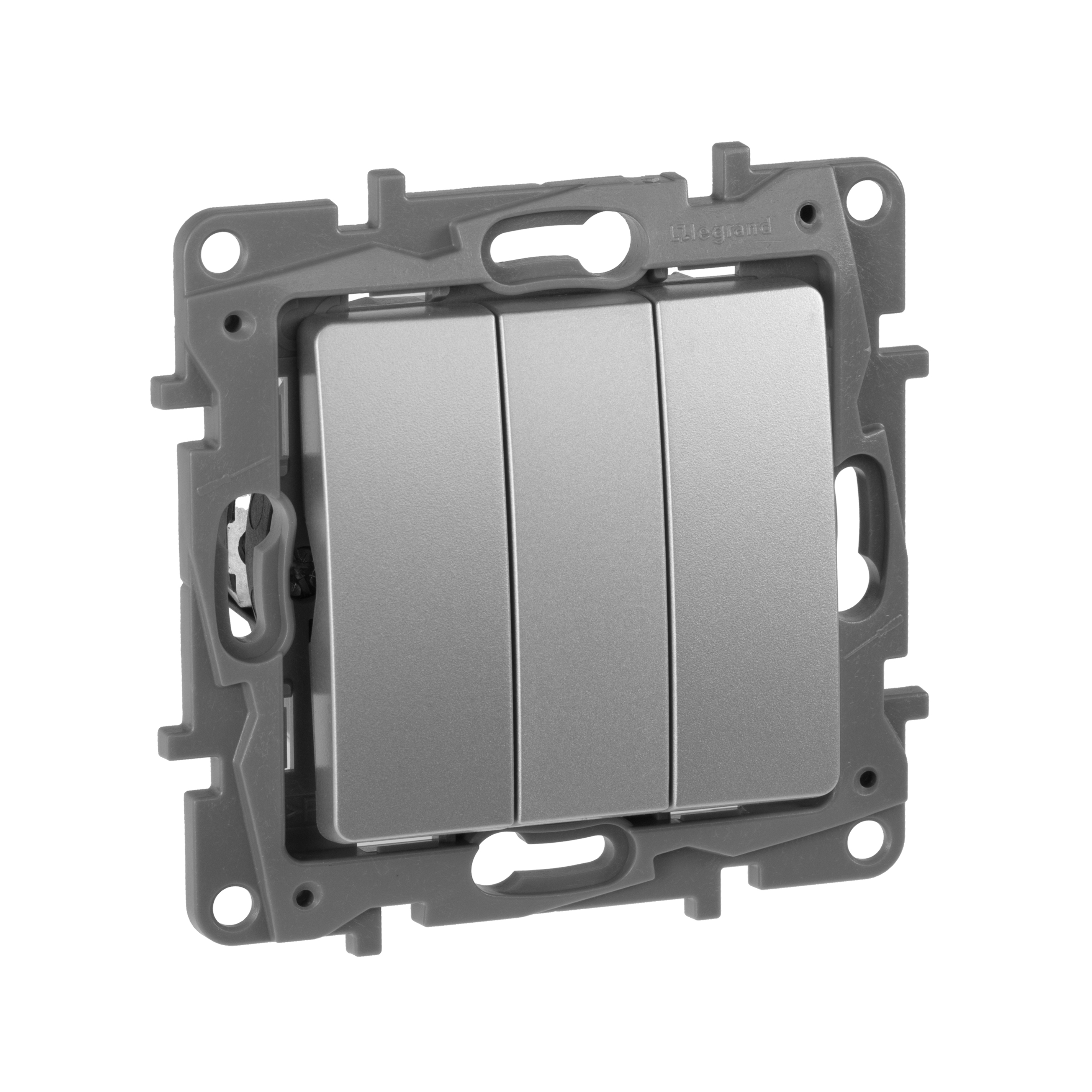 Legrand Etika Алюминий Выключатель 3-клавишный, 10А, Автоматические клеммы