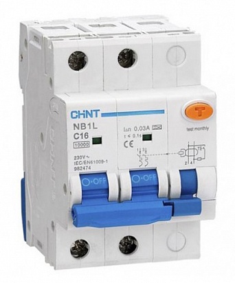 CHINT Диф. авт. выкл. NB1L 1P+N C25 30mA тип AC 10kA (36mm) (R)