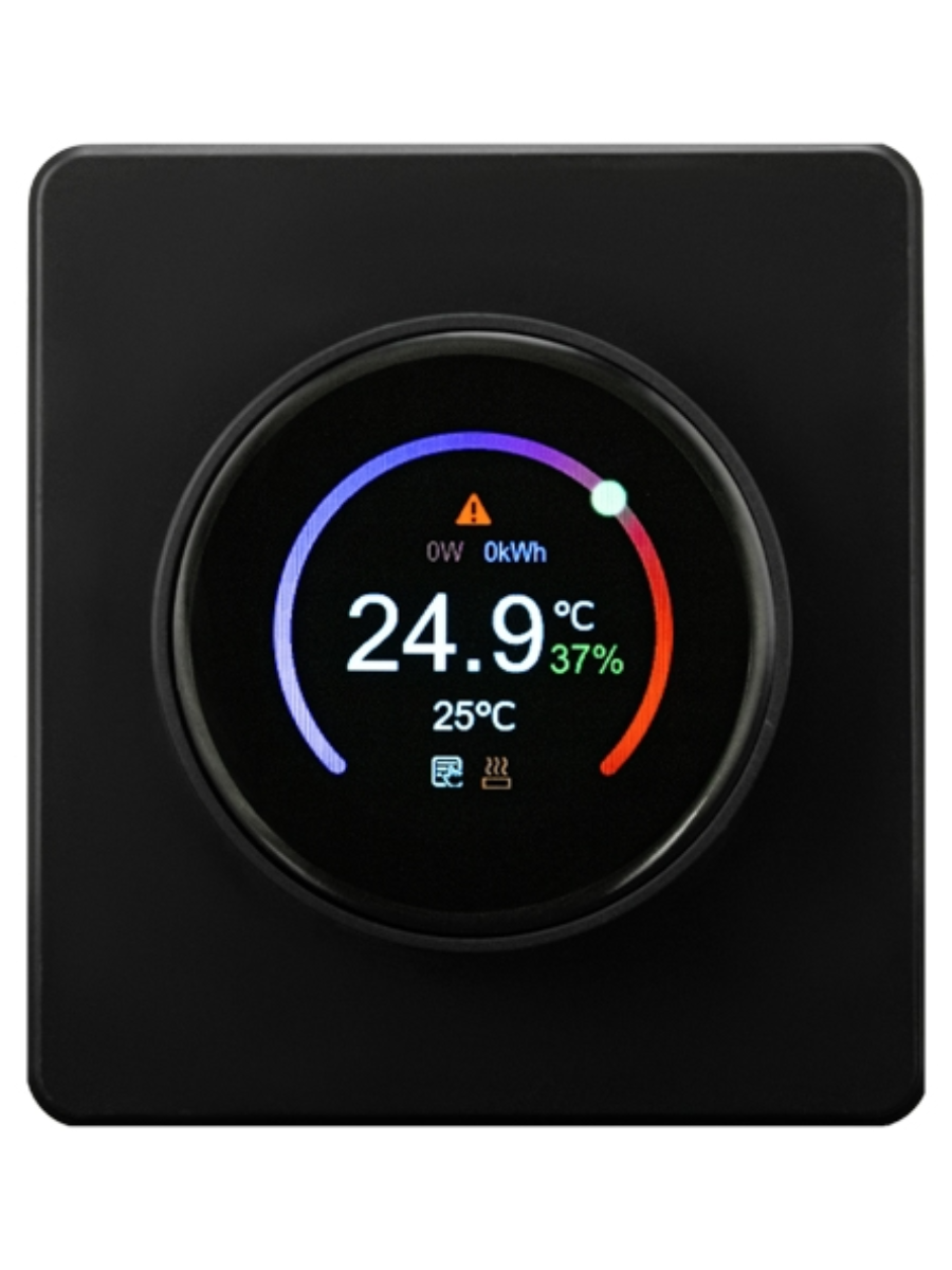 KRANZ ROUND Терморегулятор Wi-Fi с/у оникс, с 1-пост. рамкой