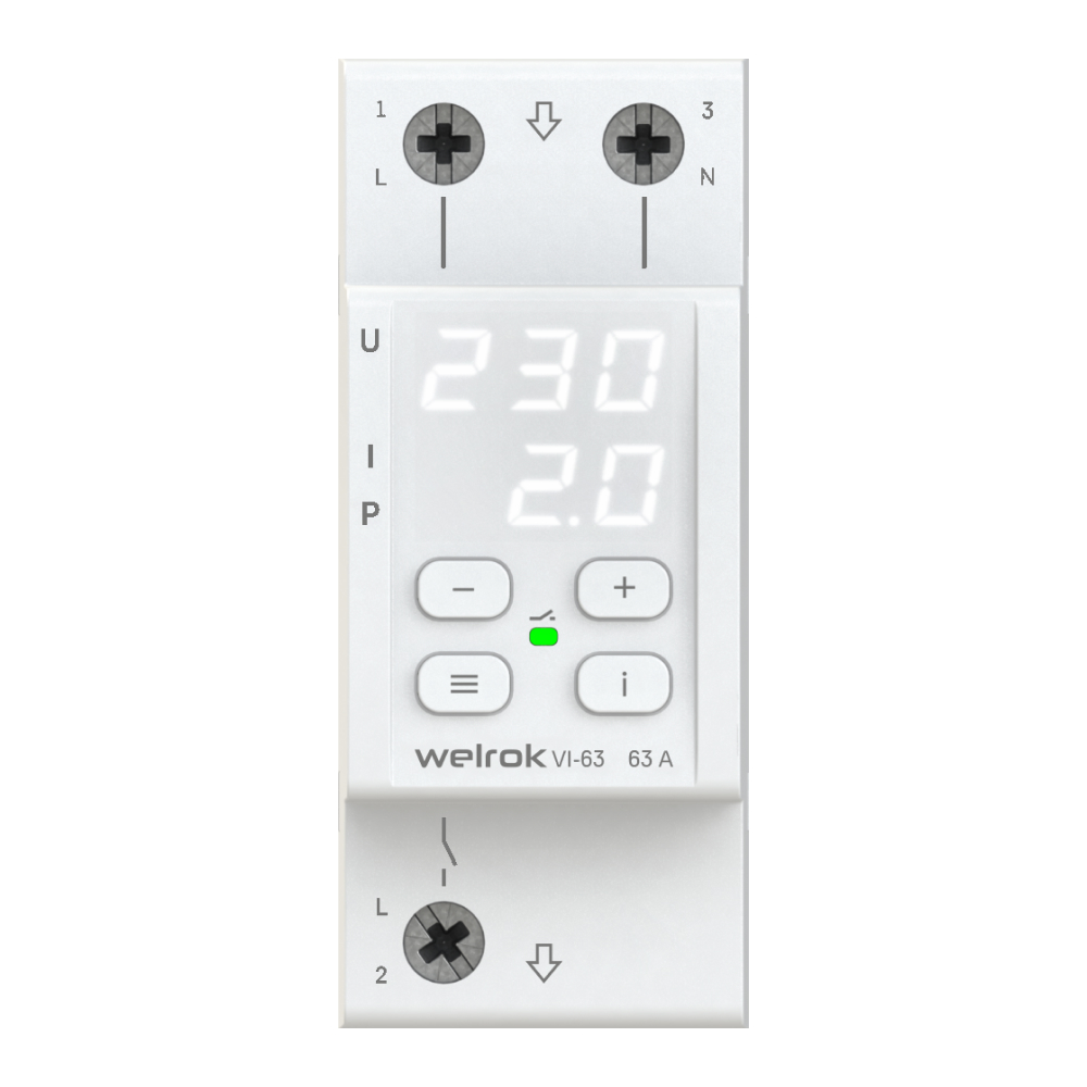 Welrok VI-63 Реле напряжения 63 А (max 80 A), 13 900 ВА