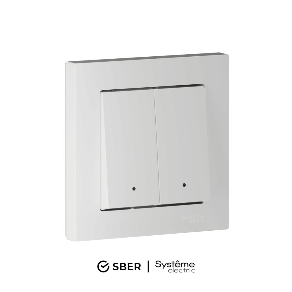SBER Systeme Electric AtlasDesign Smart Белый Выключатель 2-кл с подсв., Zigbee, сх.5, L+N, 10А, мех.