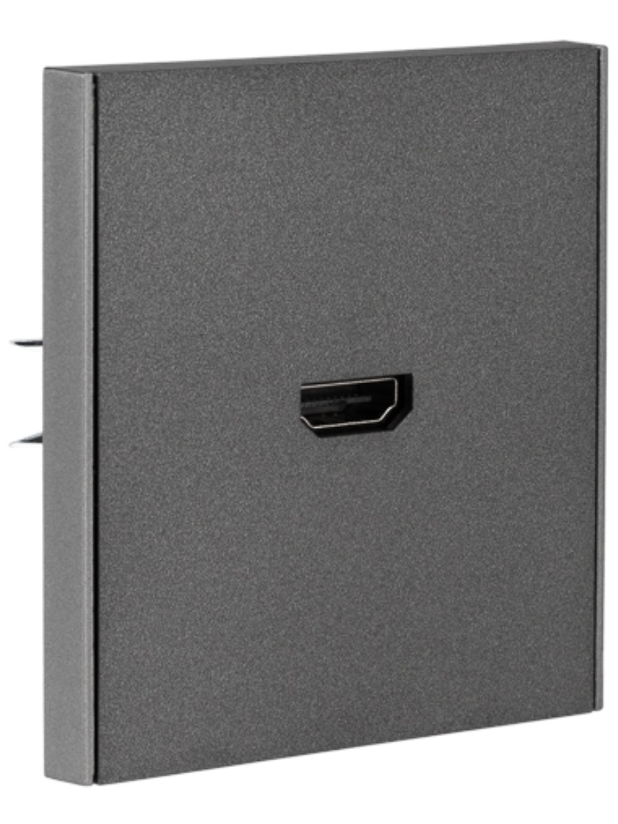 KRANZ STRONG Розетка HDMI с/у графит , с 1-пост. рамкой