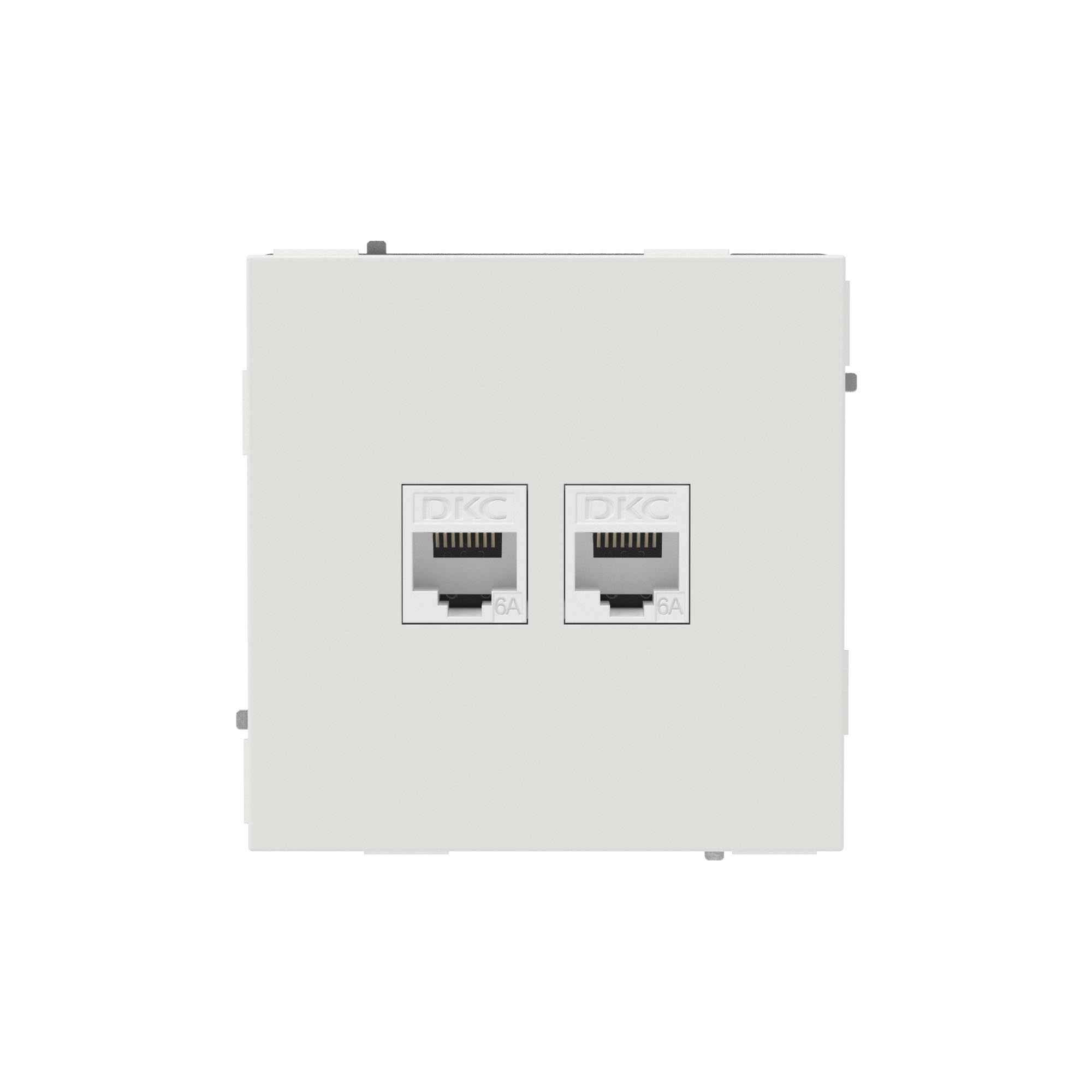 DKC KANT Компьютерная розетка RJ-45 без шторки, кат.6А двойная, белый песок
