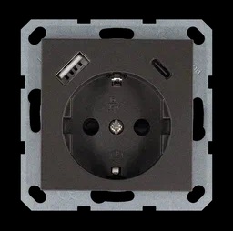 Jasmart G Мокко Розетка с/з со шторками 16A c USB A+C 25W