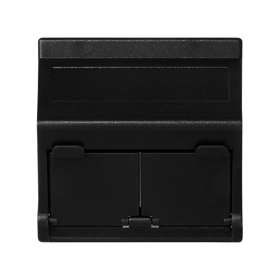Simon Connect Графит Плата наклонная с крышками на 2 модуля MD (RJ45, оптоволокно), 45х45мм