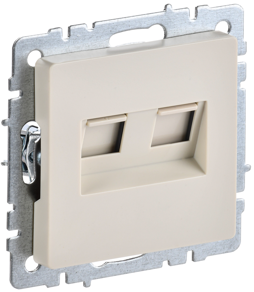 IEK BRITE Розетка компьютерная двойная RJ45 кат.5E РК10-2-БрКр бежевый