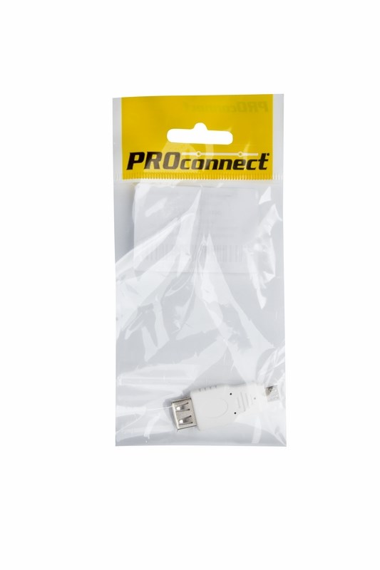 PROconnect Переходник USB PROconnect, гнездо USB-A - штекер micro USB, 1 шт., пакет БОПП