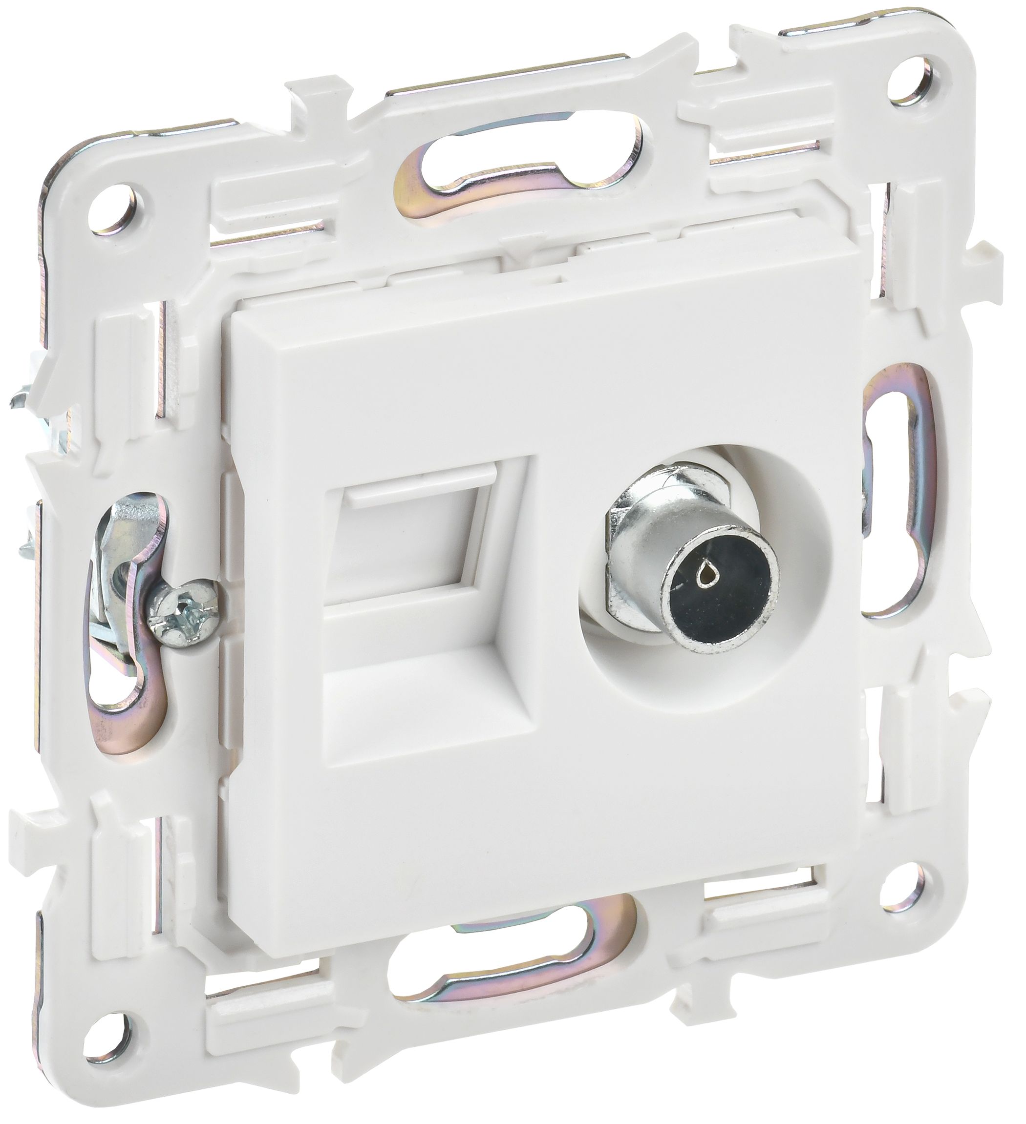 IEK SKANDY Арктический белый Розетка двойная TV+RJ45 кат.5E SK-A14W
